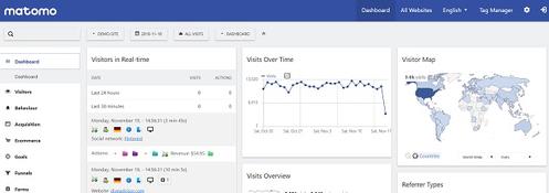 Het onderdeel bezoekers binnen het Matomo dashboard