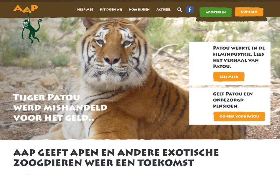 Homepagina van stichting AAP