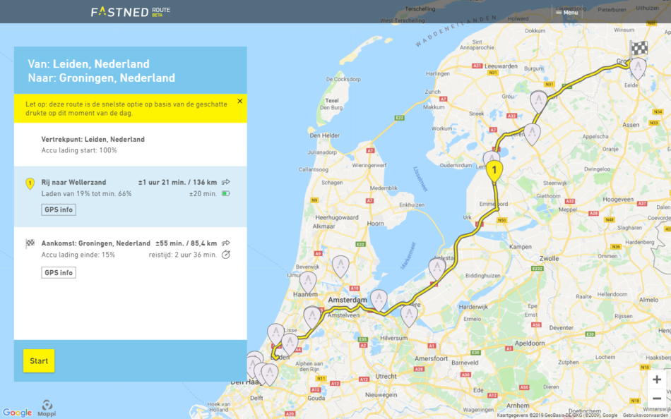Fastned routeplanner