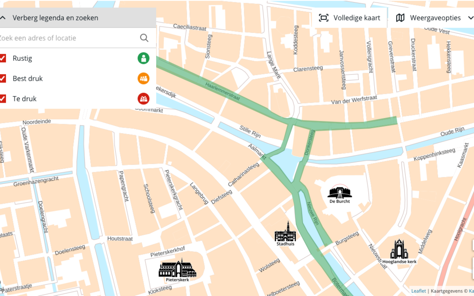 Een afbeelding van de druktekaart Leiden