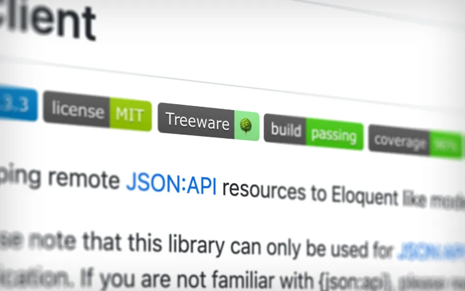 Screenshot van de Treeware Badge op een GitHub Repository