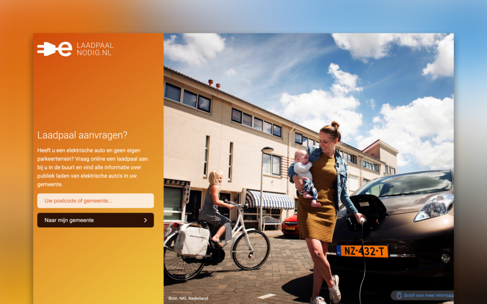Screenshot van de homepage van Laadpaalnodig.nl