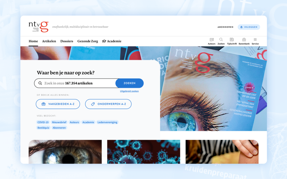 Screenshot van de website van NTvG