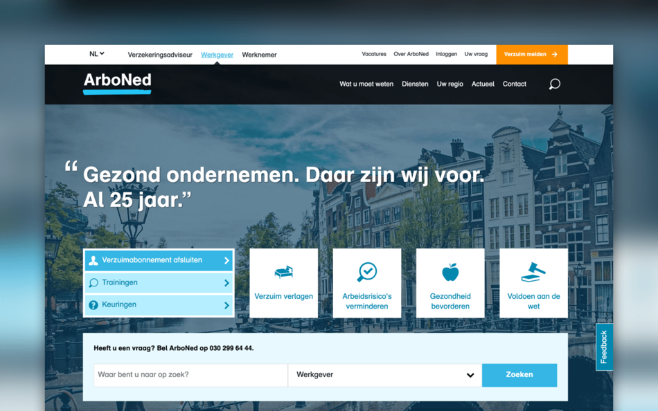 Screenshot van de website van ArboNed
