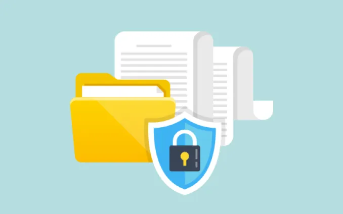 Een illustratie van een slot en documenten. 