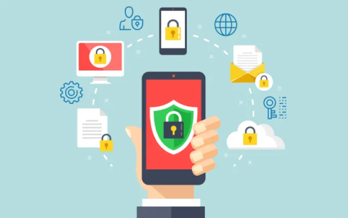 Een mobiele telefoon omringd door andere devices. 