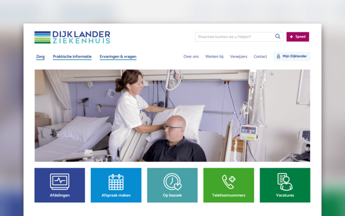 Screenshot van de website van het Dijklander Ziekenhuis