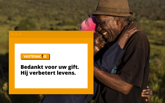 Mail met de tekst "Bedankt voor uw gift. Hij verbetert levens."