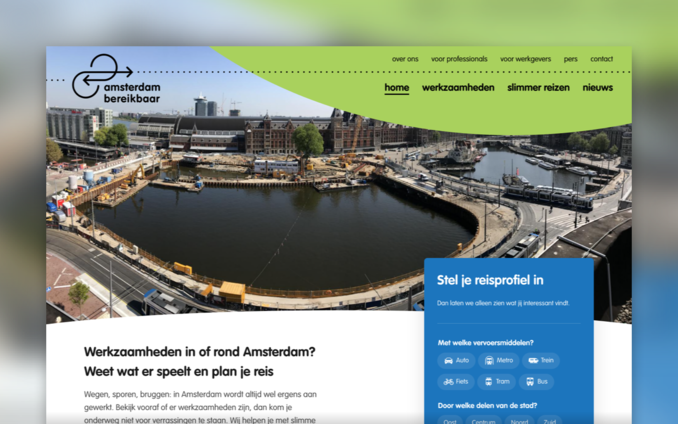 Screenshot van de website van Amsterdam Bereikbaar
