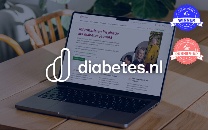 Diabetes case cover. mockup homepage met logo erop