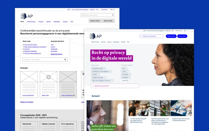 Homepage wireframe en visual design AP